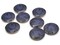 8 30mm Blue and Black Pixilated Printed Flat Round Wooden Pendant Beads